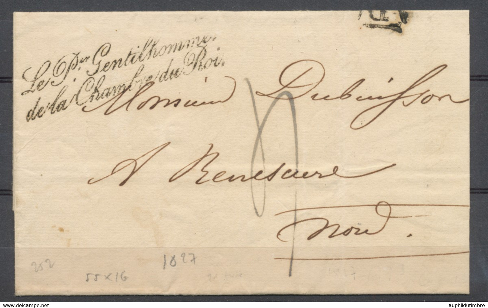 1827 Lettre Marque De Franchise Le Ier Gentilhomme De La Chambre Du R O I P3902 - Civil Frank Covers