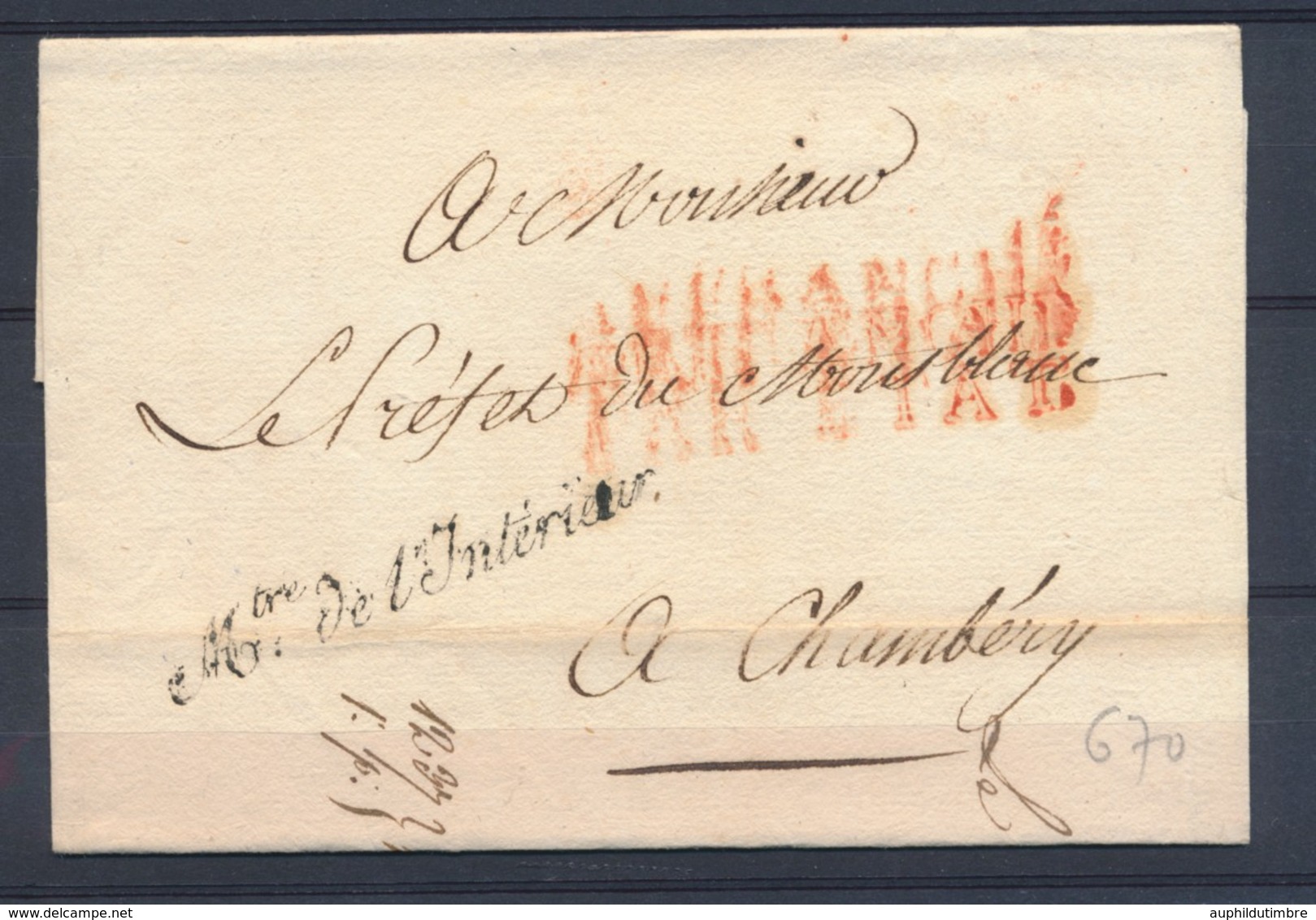 1813 Jolie Lettre En Franchise Avec Griffe Mtre De L'Intérieur P4076 - Frankobriefe