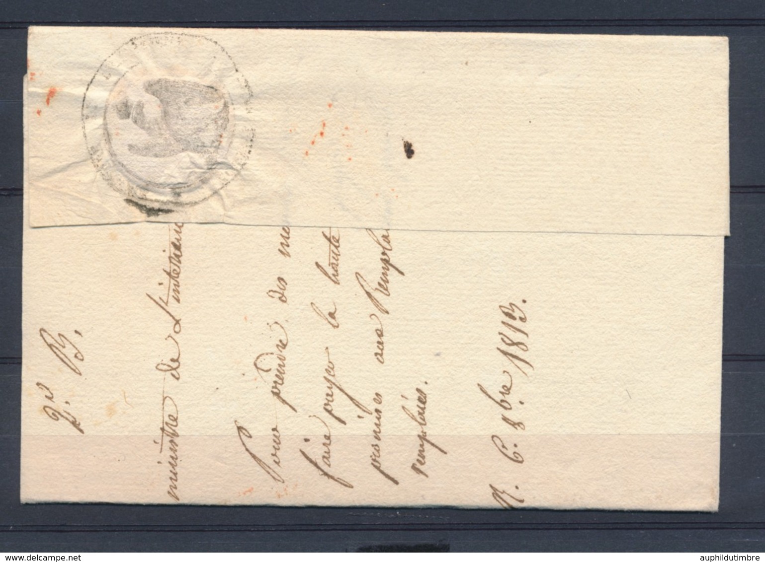 1813 Jolie Lettre En Franchise Avec Griffe Mtre De L'Intérieur P4076 - Burgerlijke Brieven Zonder Portkosten