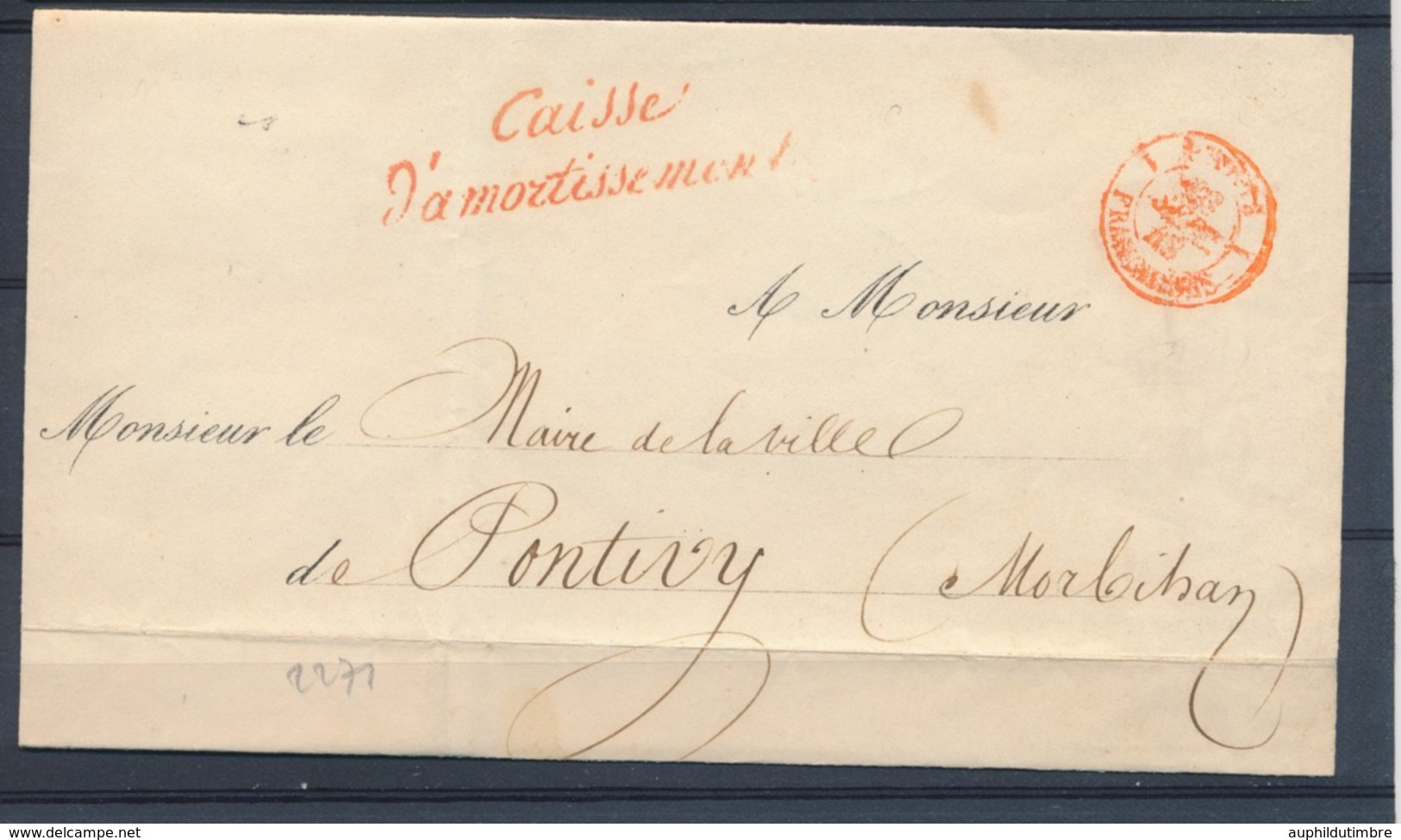 1848 Lettre En Franchise Griffe Rouge Caisse D'Amortissement P4079 - Civil Frank Covers