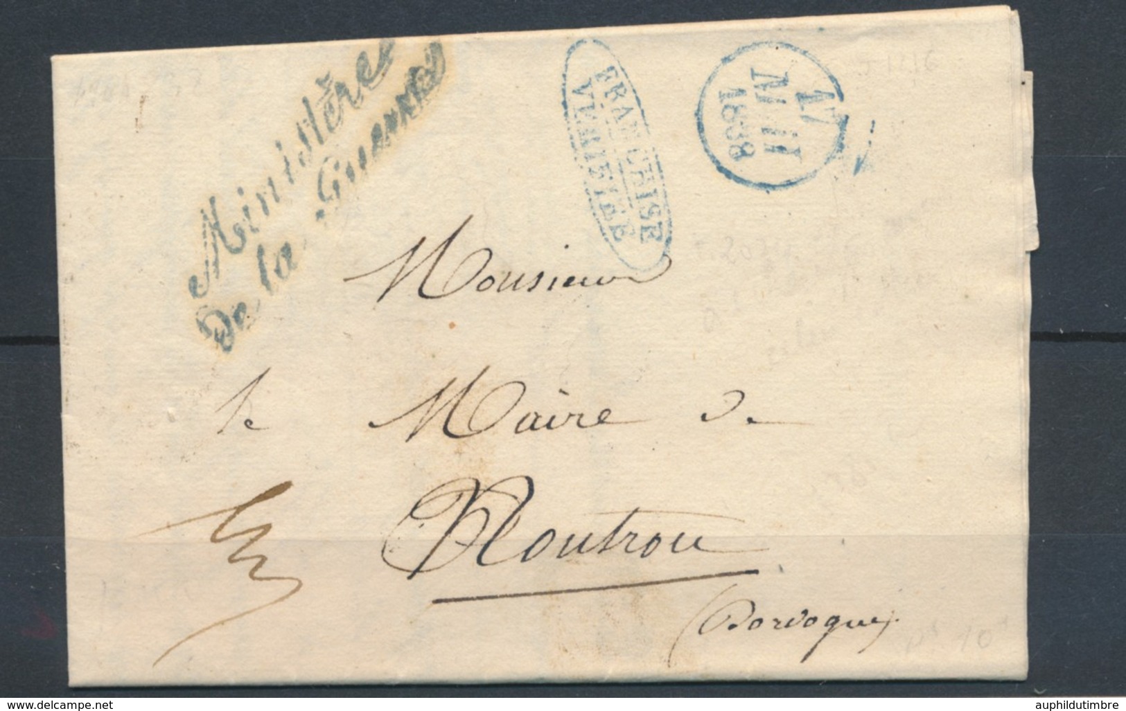 1838 Lettre En Franchise Griffe Ministère De La Guerre + Verif. Franchise P4091 - Lettres Civiles En Franchise