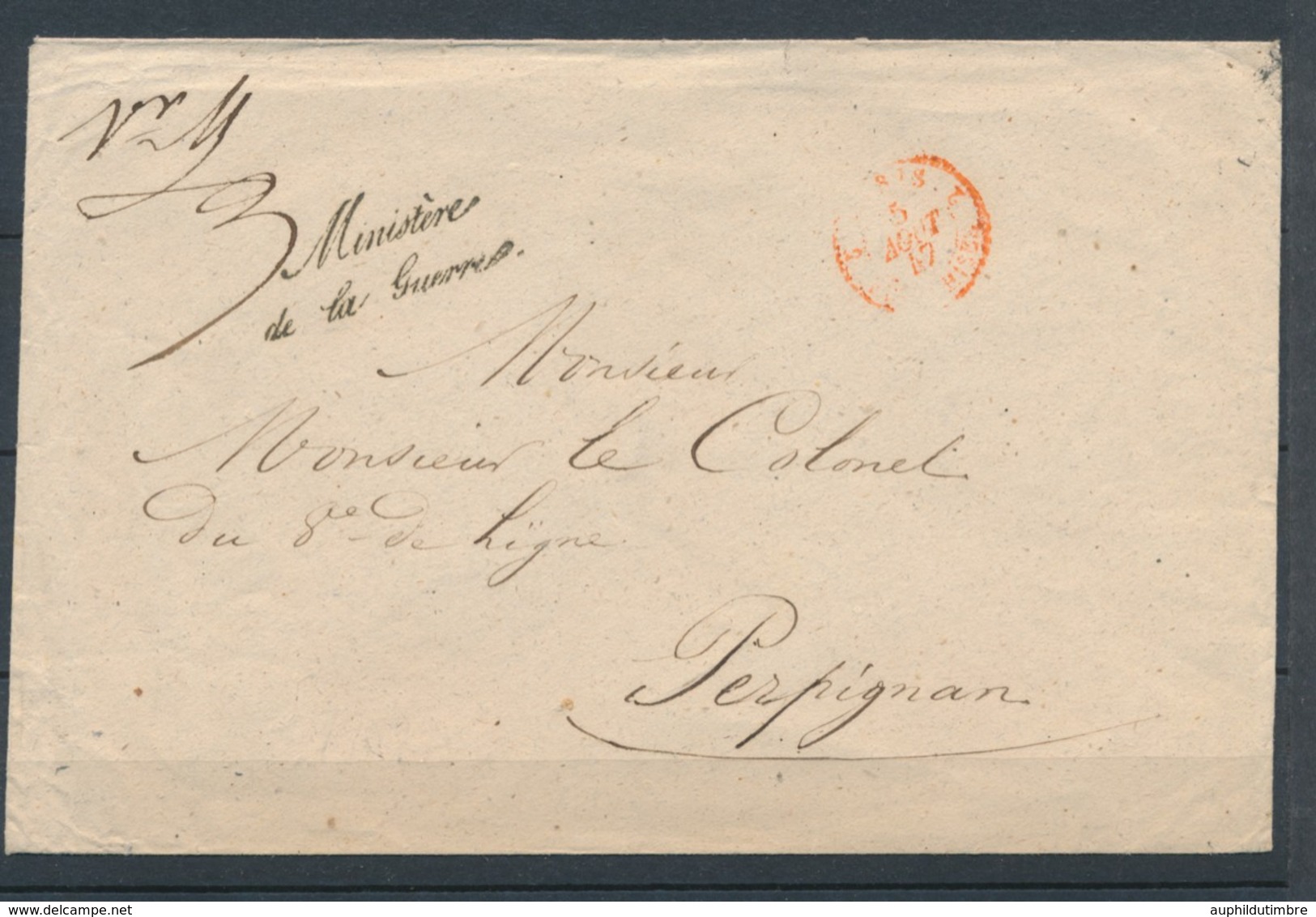 1847 Lettre En Franchise Griffe Ministère De La Guerre P4096 - Civil Frank Covers