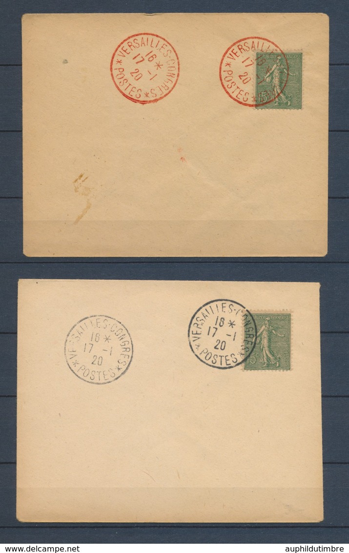 17/1/1920 2 Enveloppes 15c Semeuse Obl VERSAILLES CONGRES Superbe. P4300 - 1877-1920: Période Semi Moderne