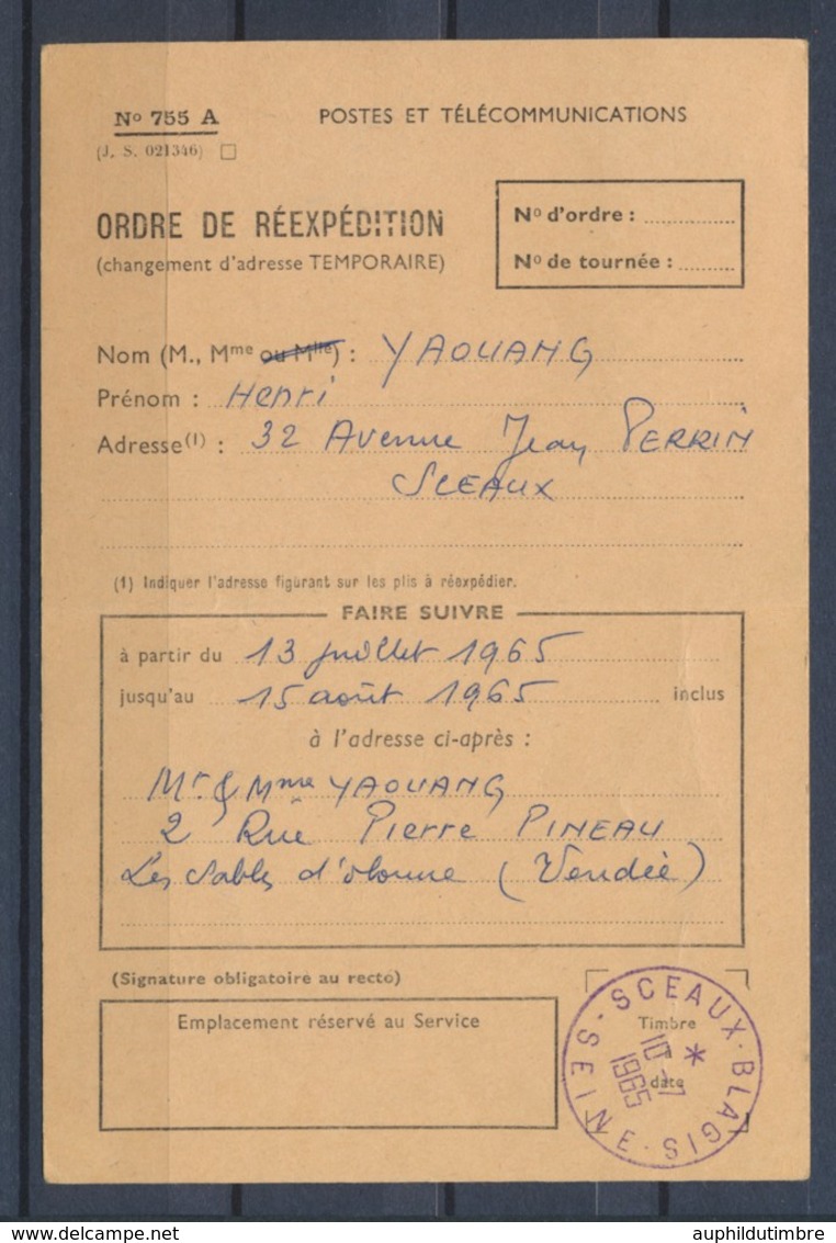 1965 Carte Ordre De Réexpédition Des Correspondances Tarif à 5F PA N°40 P4310 - 1921-1960: Periodo Moderno