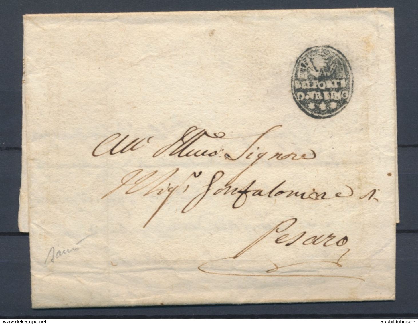 1829 Lettre Cachet Négatif BELFORTE Pour Pesaro. Superbe. P4377 - Sonstige - Europa