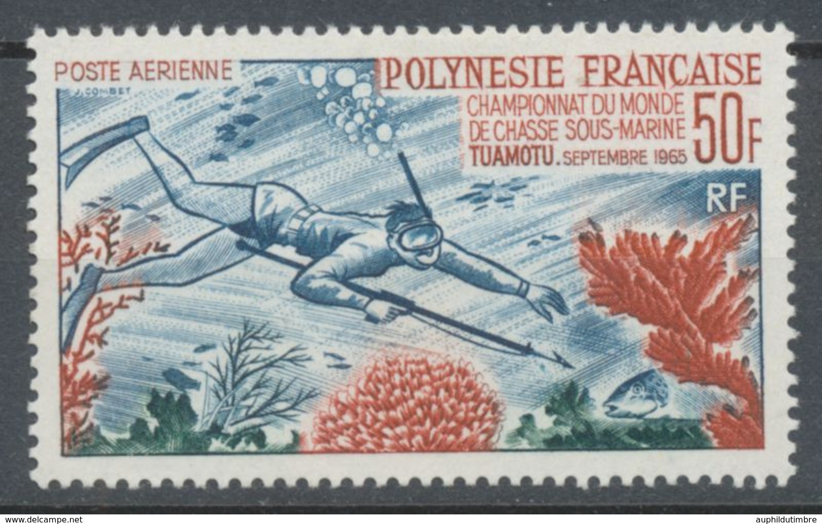 TIMBRE COLONIE POLYNESIE PA N°14 50f Chasse Ss Marine. Neuf * TB. P4800 - Nuovi