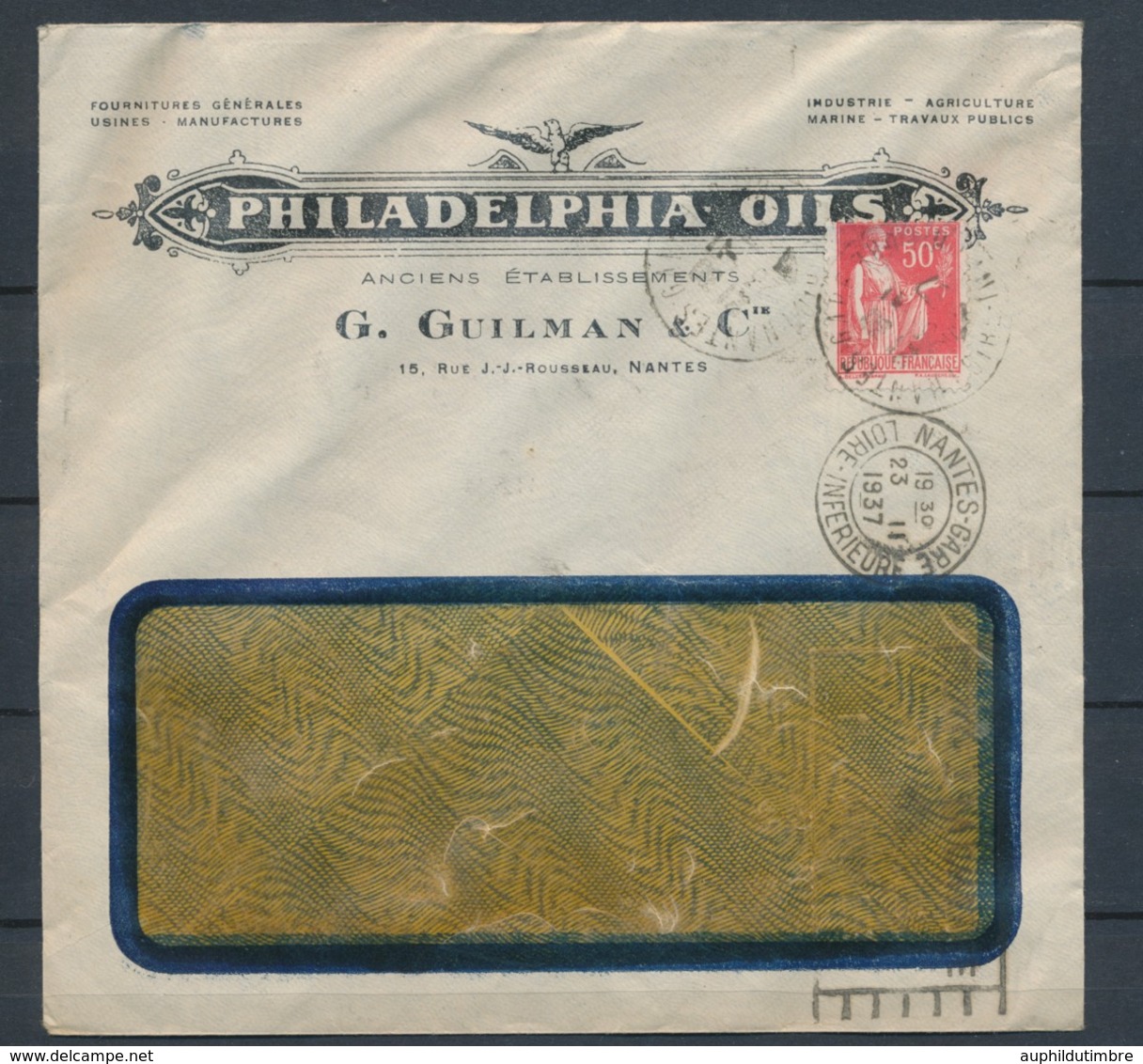 1937 Enveloppe Illustrée PHILADELPHIA OIL Ex GUILMAN - 1877-1920: Periodo Semi Moderno