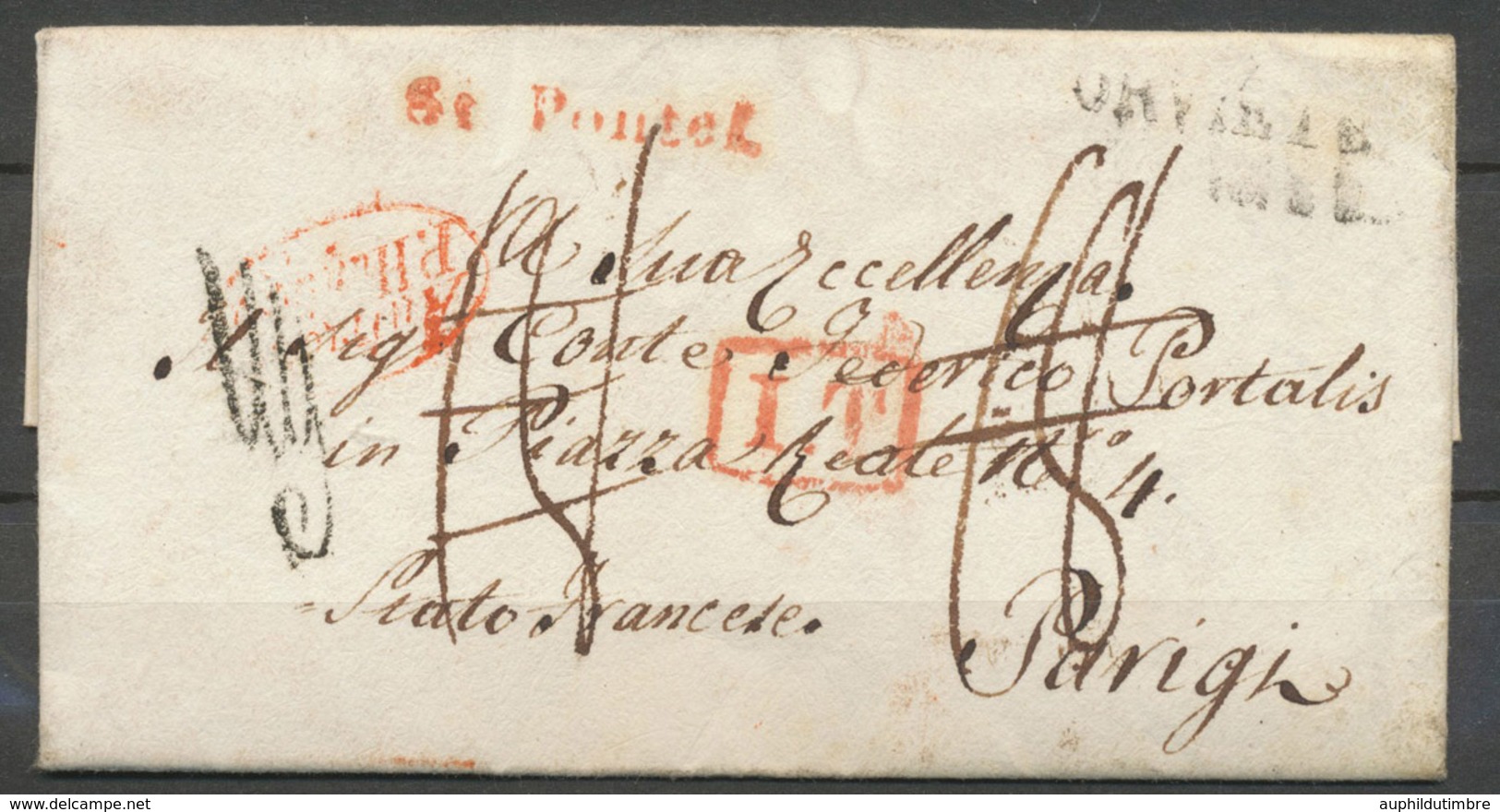 1829 Lettre Taxée 18d Pontet + IT Rge Puis à Détaxer + Marque De Vérif. P5190 - Frankobriefe