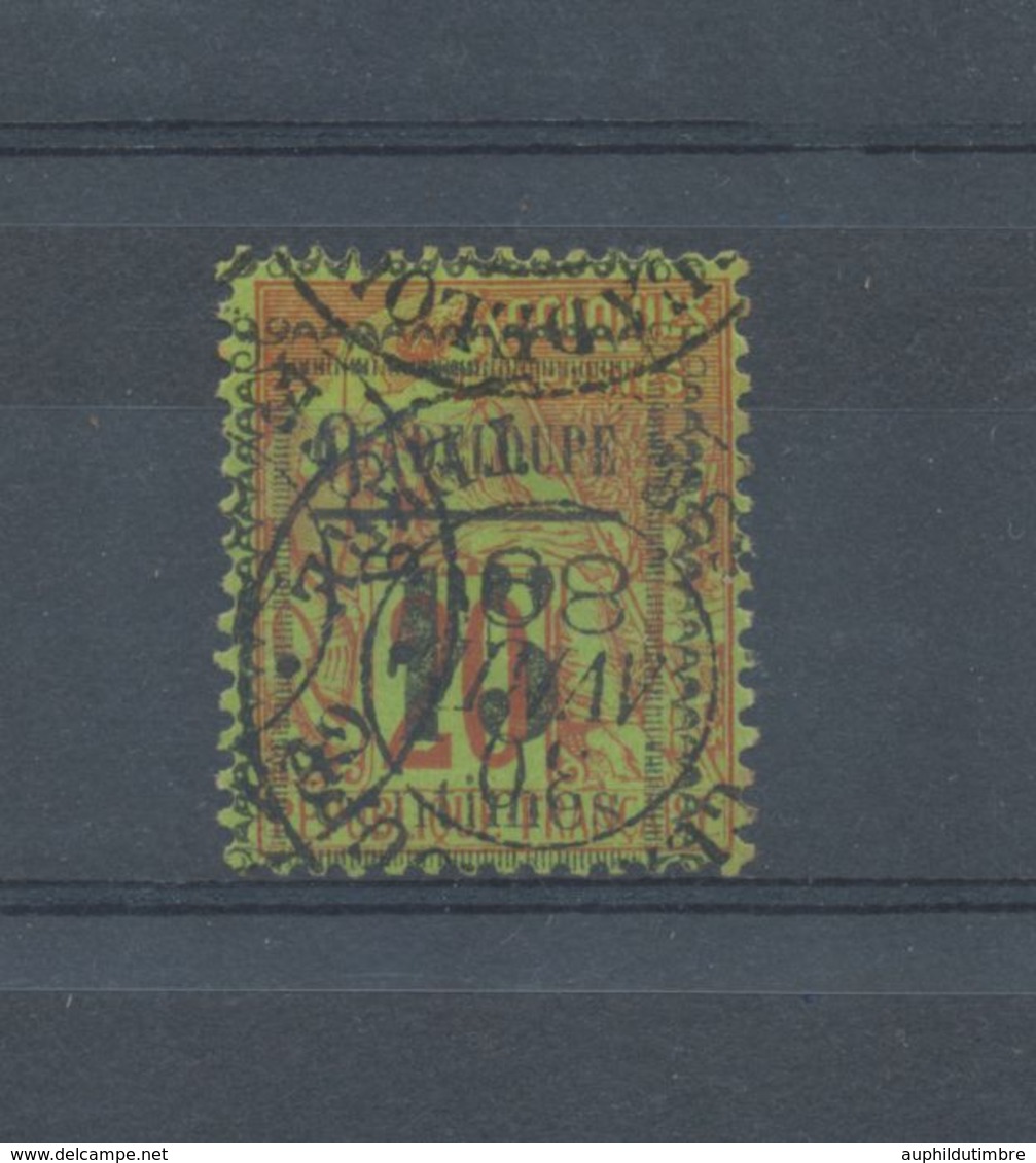 Colonie Guadeloupe N°8b 15 Sur 20c Brique Surcharge Décalée Type I. Obl. R245 - Unused Stamps