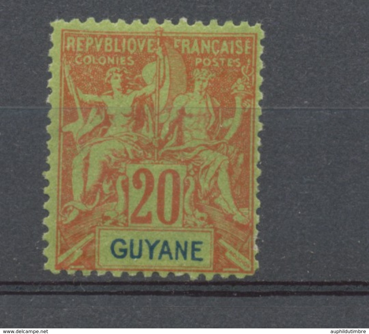 GUYANE N°36, 20c Brique Sur Vert NEUF* COTE 27€ T2081 - Ongebruikt