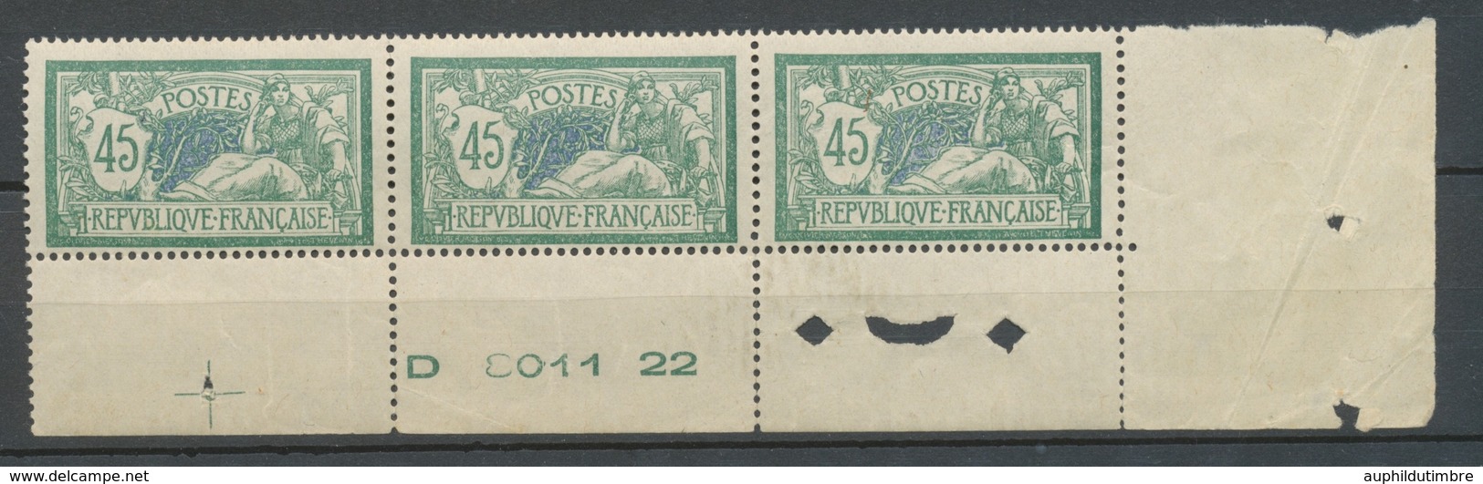 MERSON N°143 45c Vert Bande De 3 N** CDF RRR. W1002 - Unused Stamps