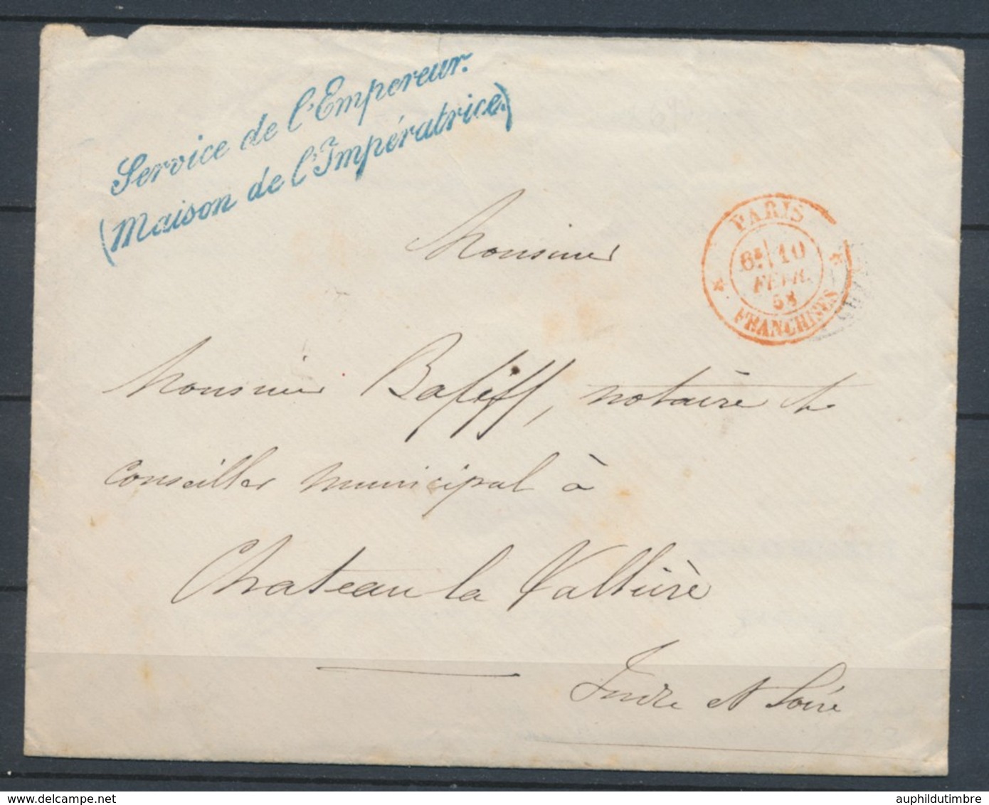 1858 Franchise Griffe Bl. Service De L'empereur (Maison De L'impératice) X1036 - Lettres Civiles En Franchise