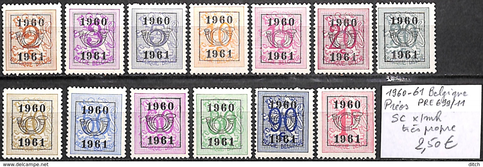 D - [849285]TB//*/Mh-Belgique 1960-61 - PRE699/011, Série Complète, */mh Très Propre - Typo Precancels 1951-80 (Figure On Lion)