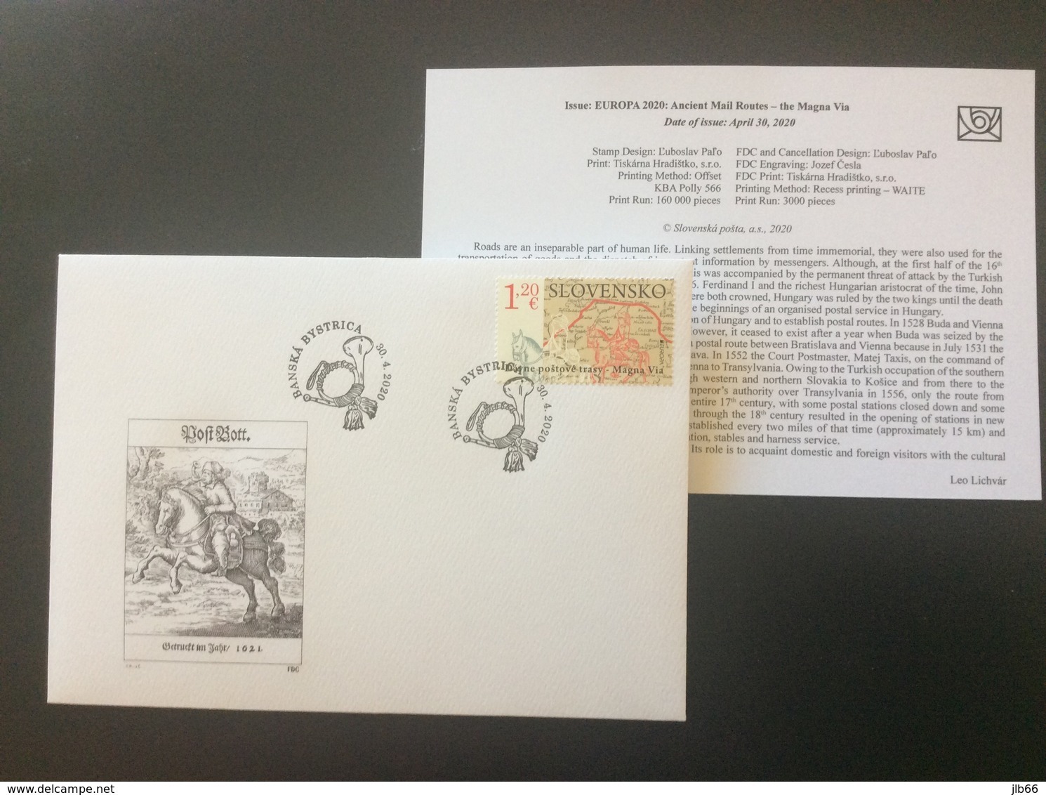 Slovaquie 2020 FDC 711 EUROPA Ancient Mail Routes The Magna Via Ancienne Route Postale - FDC