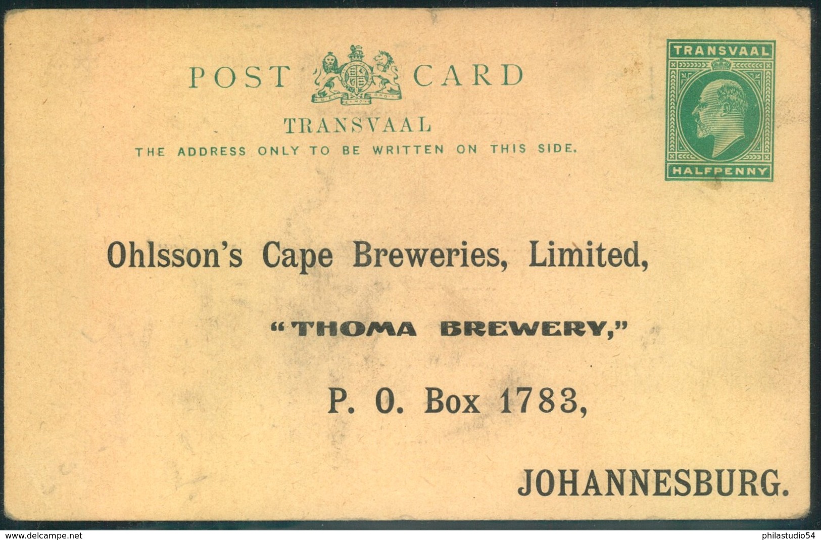 1902 (ca.), Beer Order Card "Ohlsson' S Cape Breweries, Ltd:2 Johannesburg - Bier