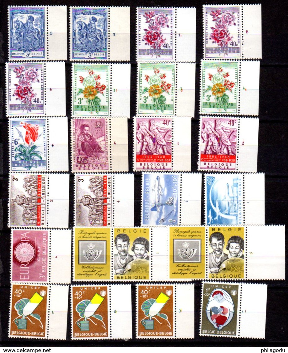 Belgique 1960, Timbres Neufs Avec Numéro De Planche Différents, Prix 60 € - ....-1960