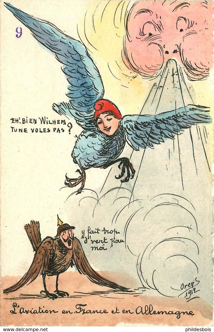 CARICATURE SATIRIQUE POLITIQUE Illustrateur ORENS (dessin Original)  Aviation En Françe - Orens