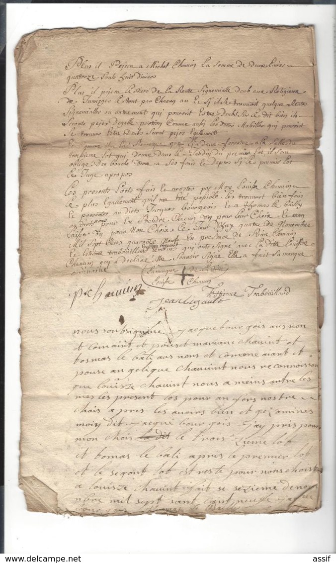 SAINT PIERRE D'AUTILS  1749 Partage En 3 Lots Succession Chauvin ( Chovin - Chavin ? ) + Parchemin 1660 Foy Hommage - Non Classificati