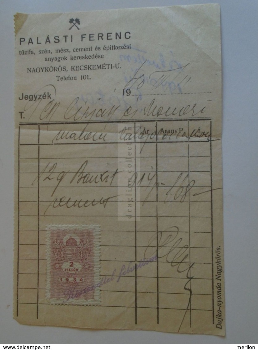 ZA291.16 Nagykőrös  Palásti Ferenc Kereskedése  1940   Cirják Malom - 1940 Invoice - Other & Unclassified