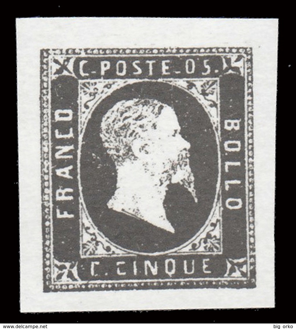 Italia: Antichi Stati - Sardegna - Effige Vittorio Emanuele II - 5 C. Nero - 1851 - Sardaigne