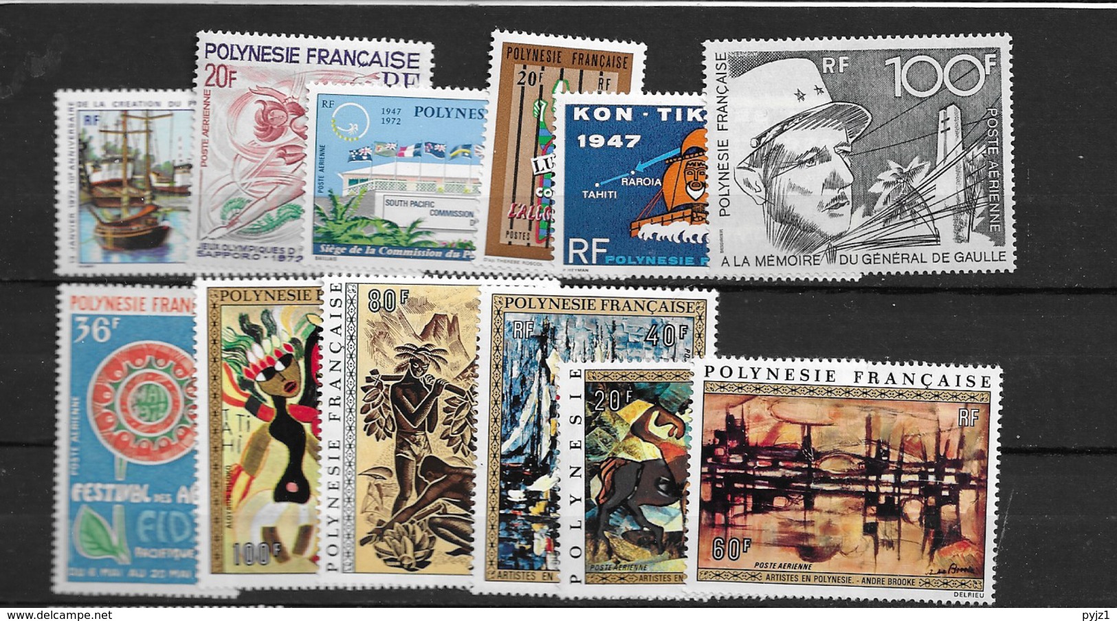 1972 MNH Polynesie Française Year Collection (remark) - Full Years