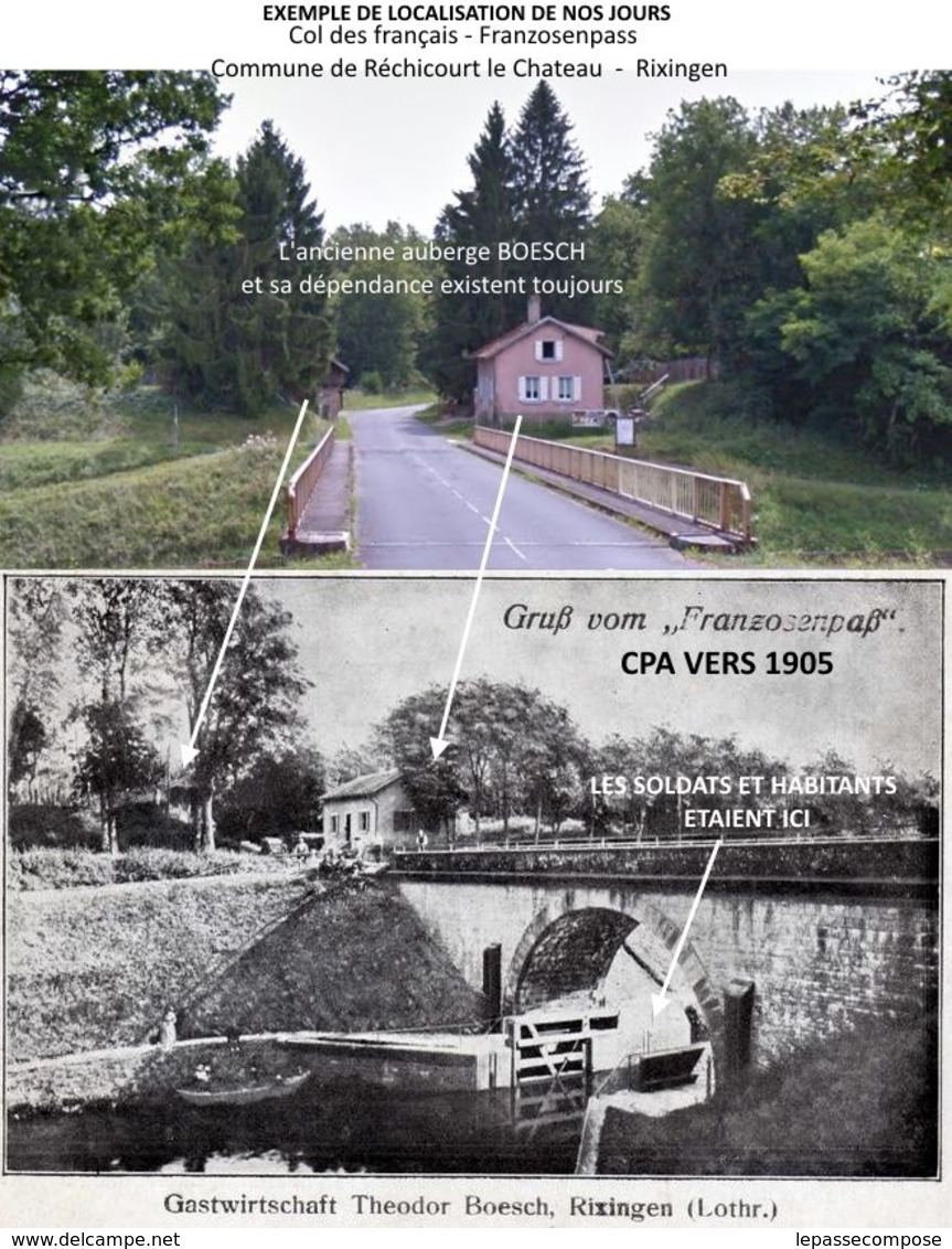 INEDIT - FRANZOSENPASS RIXINGEN COL DES FRANCAIS RECHICOURT - DEUX SOLDATS SOUS LE PONT ECLUSE DE L' AUBERGE BOESCH - Rechicourt Le Chateau