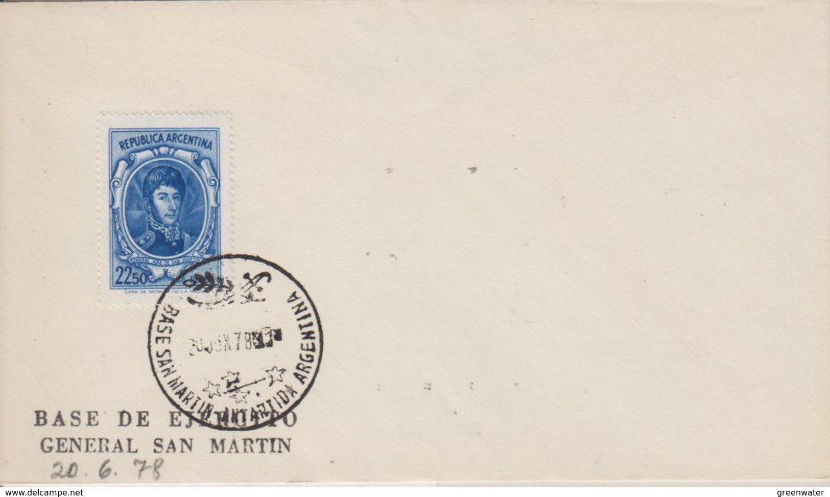 Argentina 1978 San Martin Cover Ca San Martin 20 Jun 78 / Stamp San Martin (48273) - Otros & Sin Clasificación