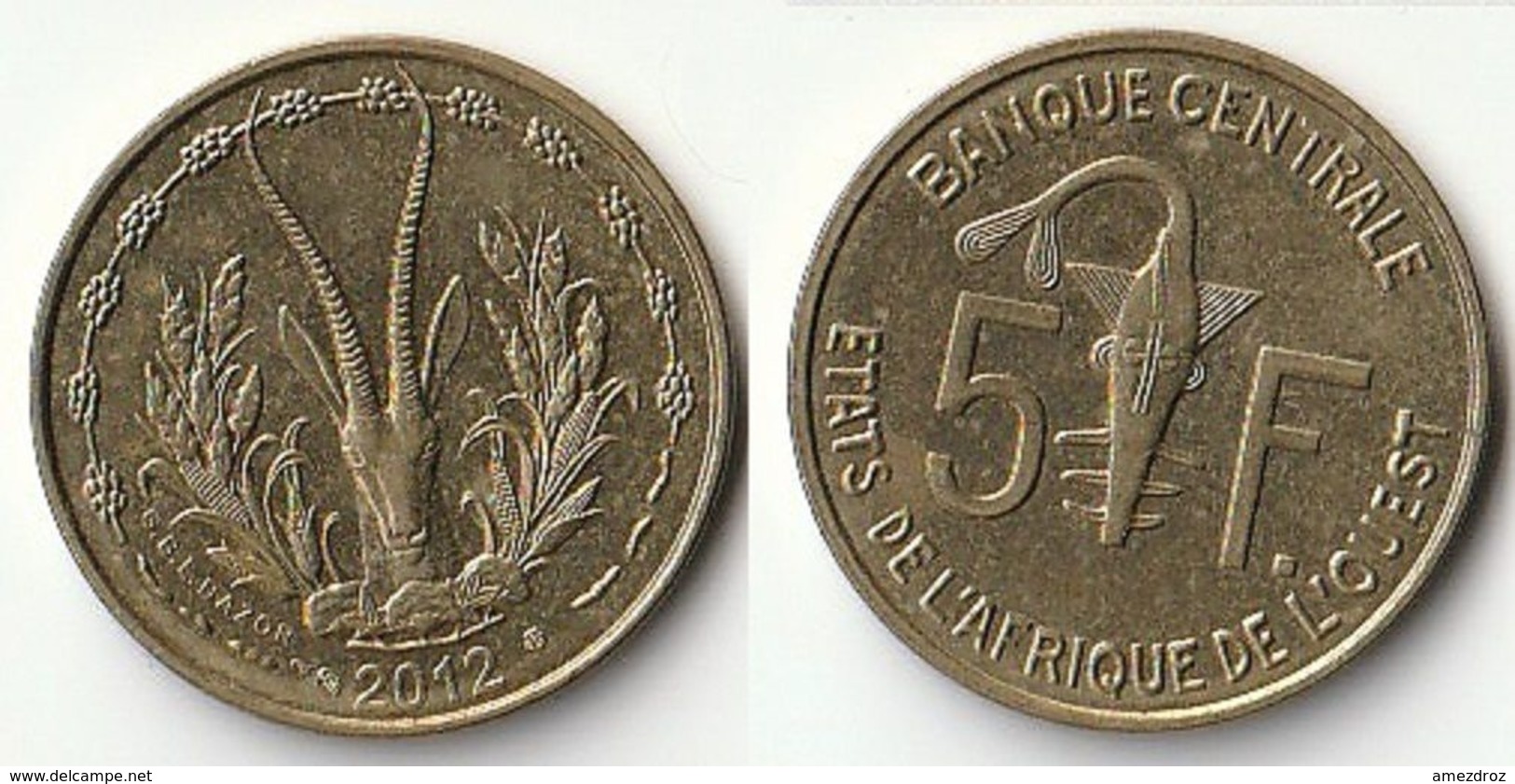 Pièce De 5 Francs CFA XOF 2012 Origine Côte D'Ivoire Afrique De L'Ouest (v) - Ivoorkust
