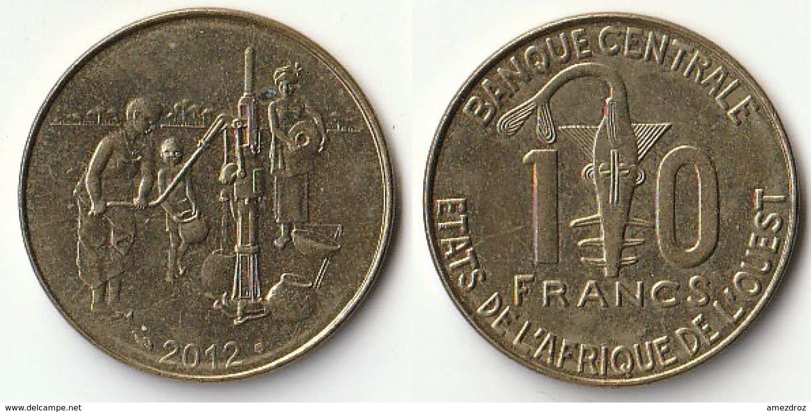 Pièce De 10 Francs CFA XOF 2012 Origine Côte D'Ivoire Afrique De L'Ouest (v) - Elfenbeinküste