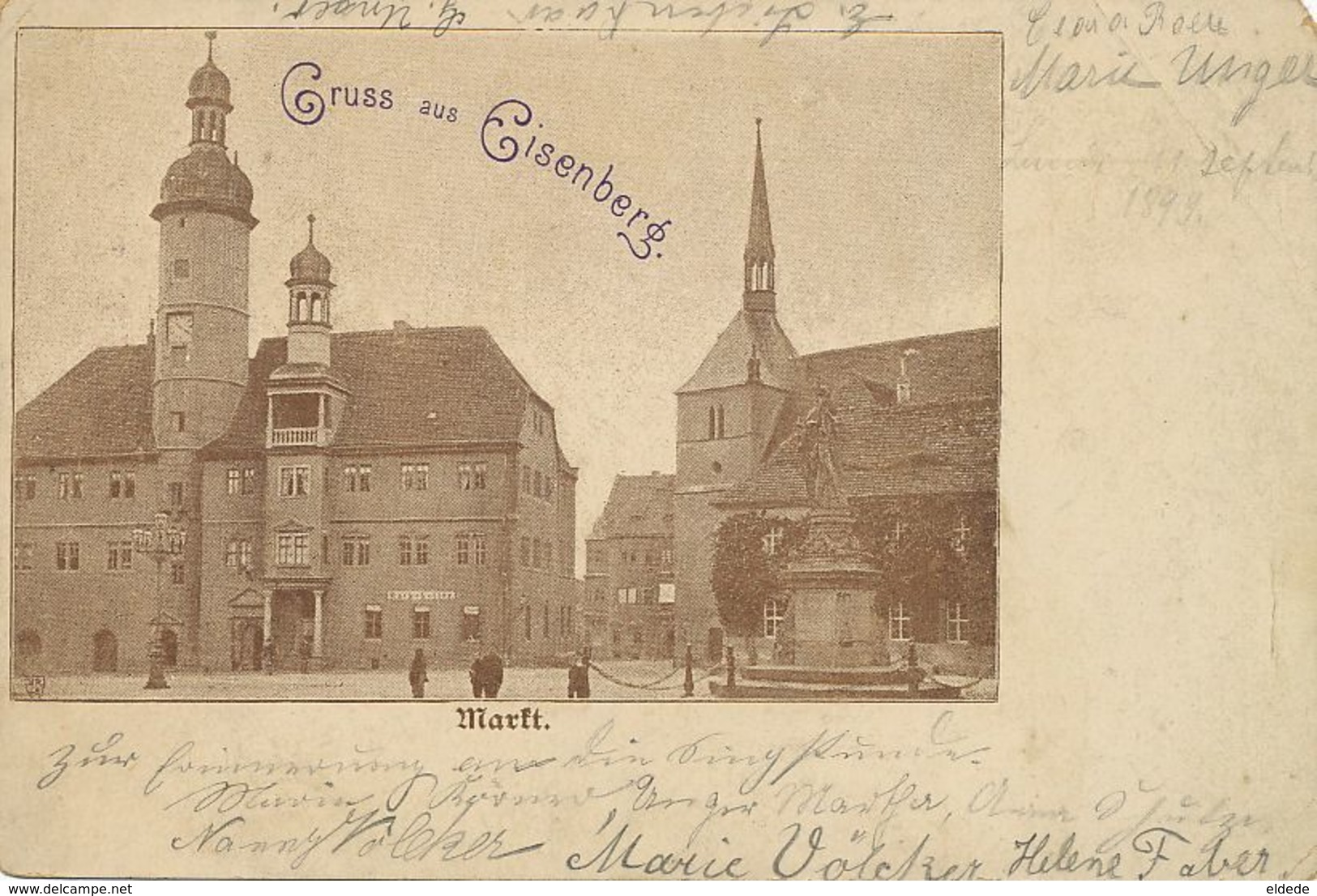 Gruss Aus Eisenberg . Markt   1899  Some Damages . Rounded Corners . - Eisenberg