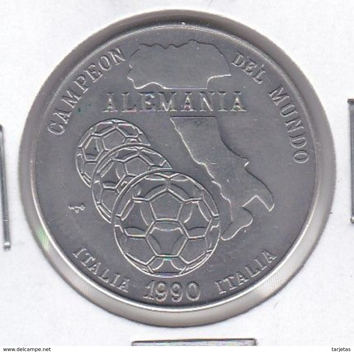 MONEDA DE CUBA DE 1 PESO DEL AÑO 1990 ALEMANIA CAMPEON DEL MUNDO FUTBOL - Kuba