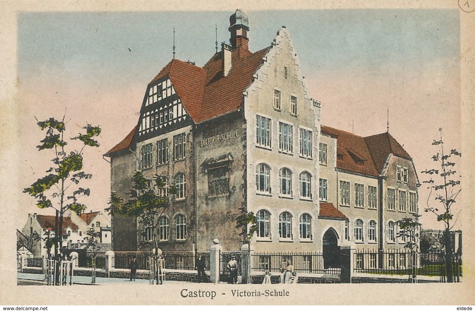 Castrop Victoria Schule Hand Colored - Castrop-Rauxel