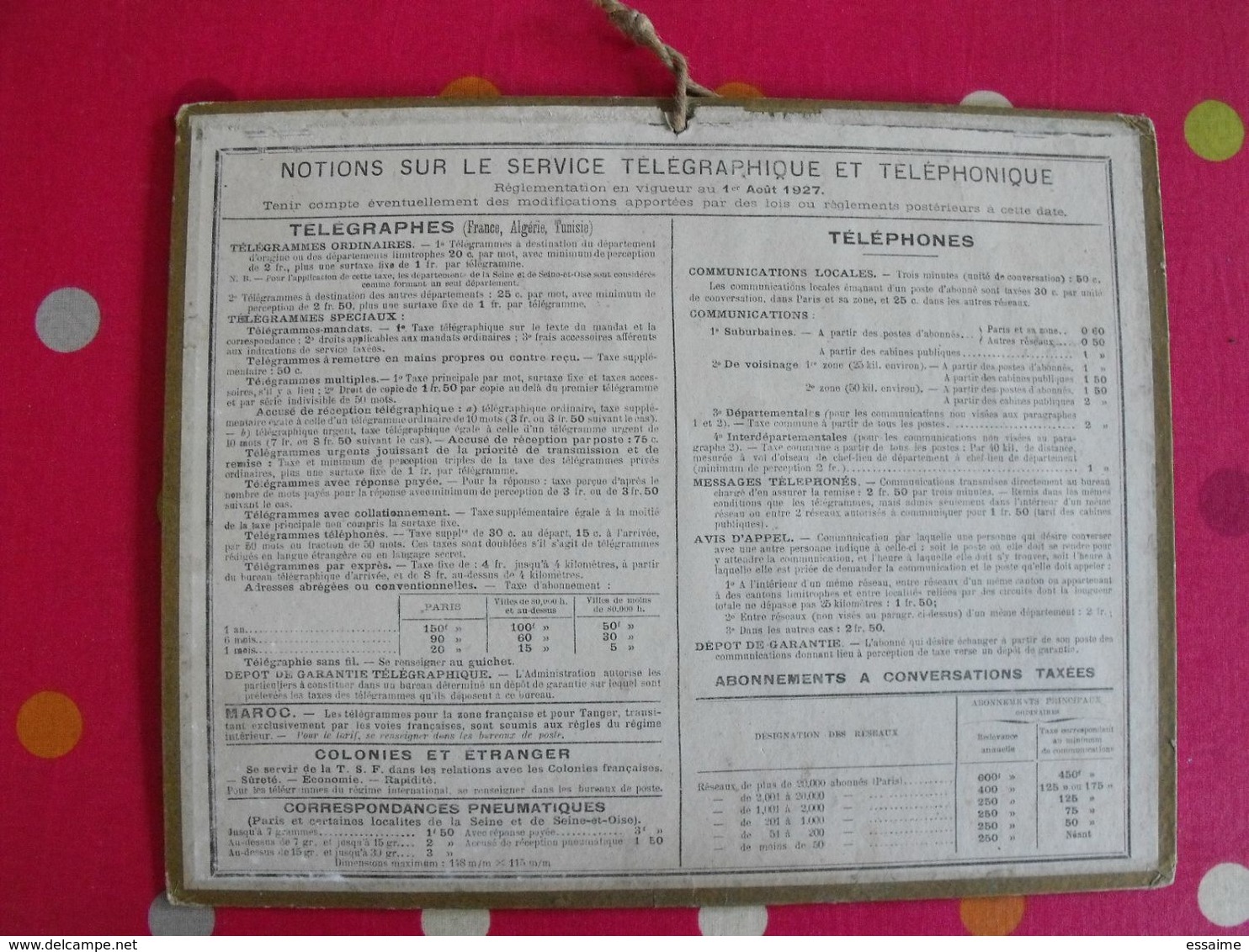 Almanach Des PTT . Calendrier Poste 1928. Arrens Hautes-Pyrénées - Big : 1921-40