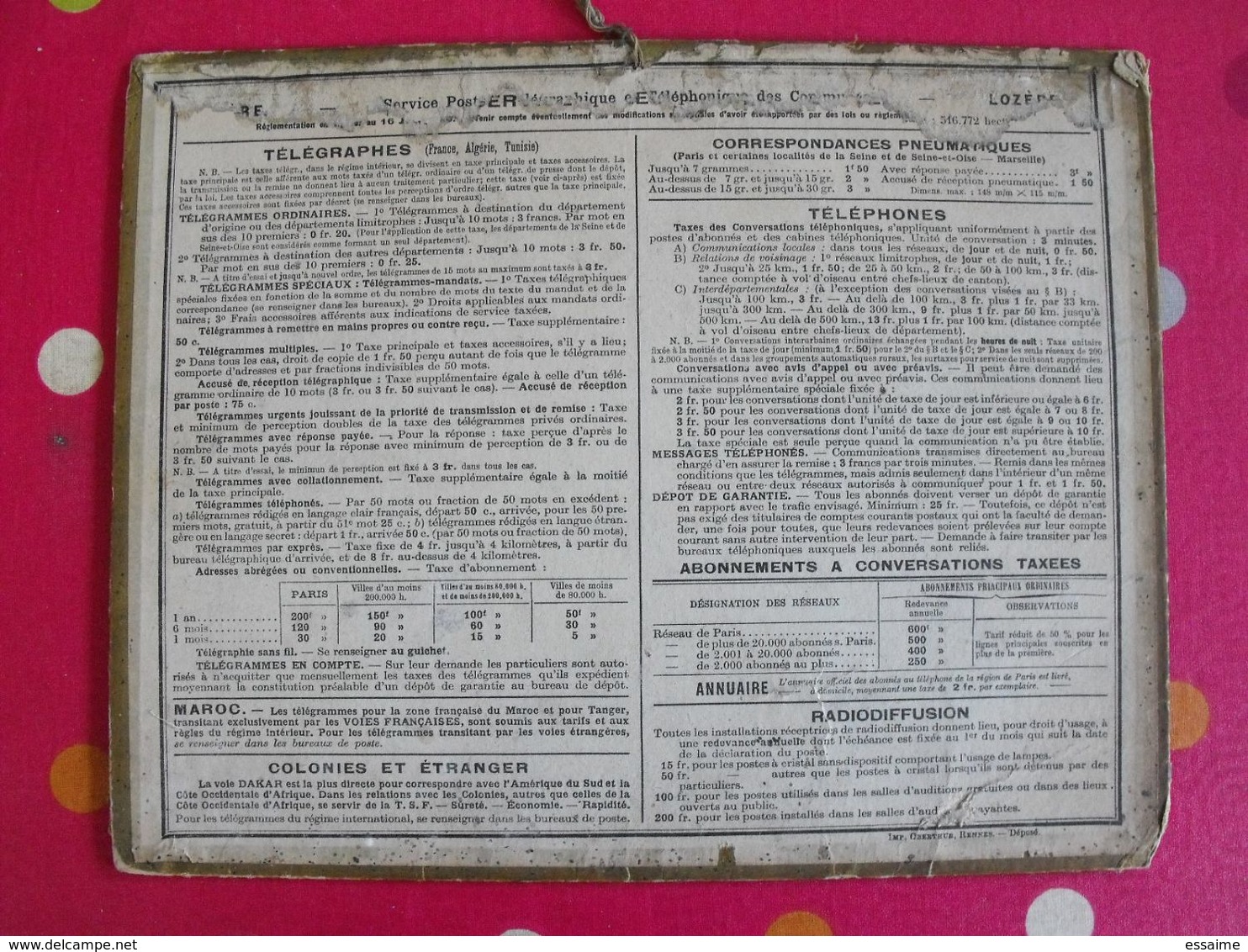 Almanach Des PTT . Calendrier Poste 1937. Le Vieux Moulin (Oléron) - Tamaño Grande : 1921-40