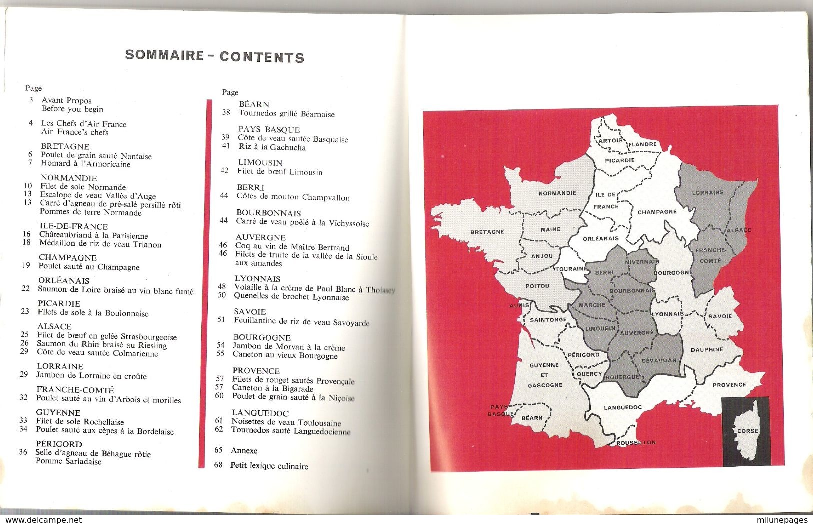 Livre Des Grandes Recettes Culinaires De France Servies En 1ère Classe Sur Les Vols AIR FRANCE 1961 - Gastronomie