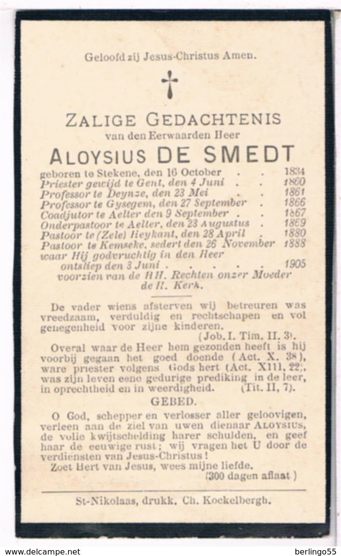 Dp. Pastoor. De Smedt Aloysius. ° Stekene 1834 † Kemseke 1905 (2 Scan's) - Religion & Esotérisme