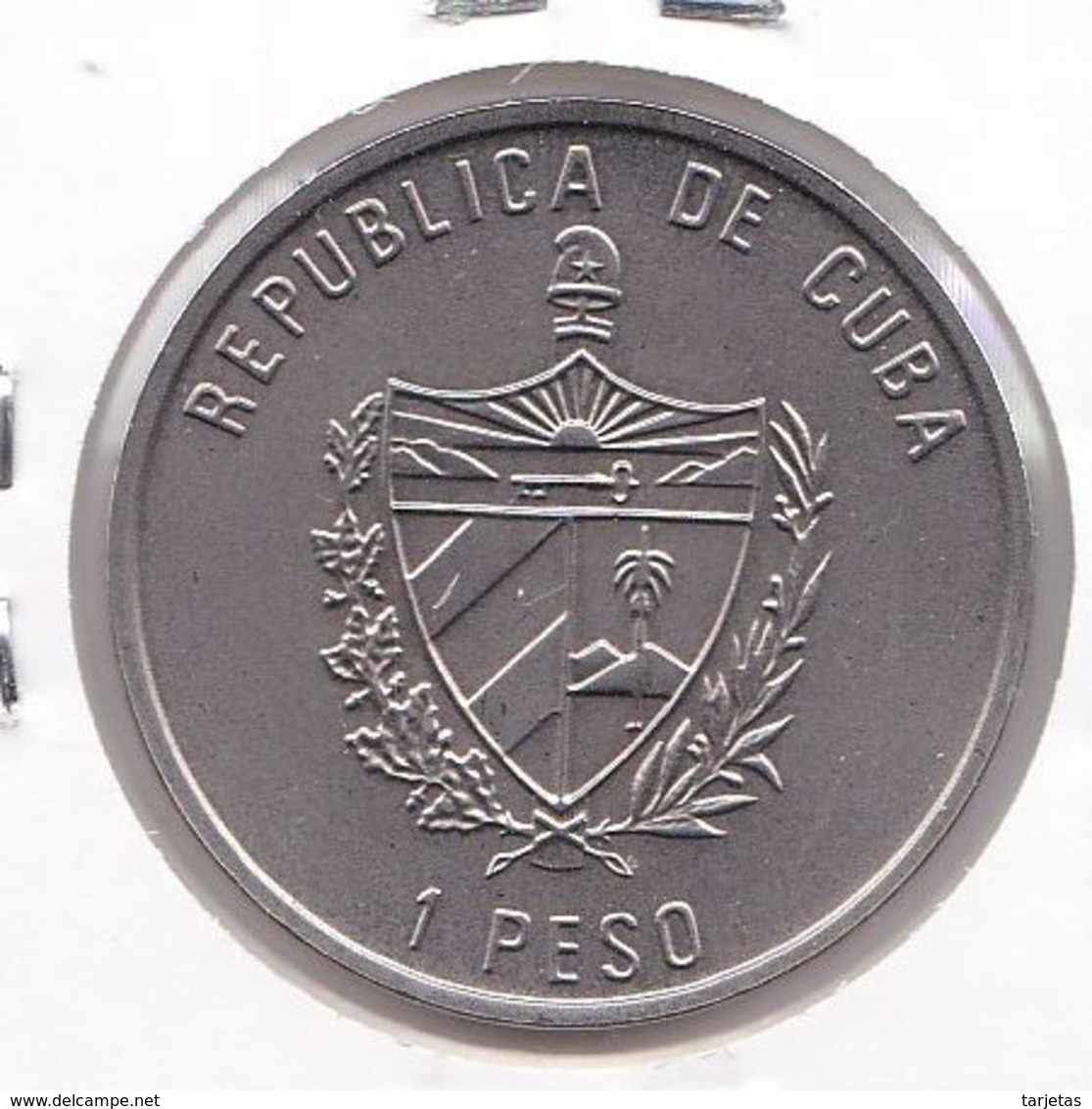 MONEDA DE CUBA DE 1 PESO DEL AÑO 1996 DE FAUNA DEL CARIBE - PARCHE AMARILLO - Cuba