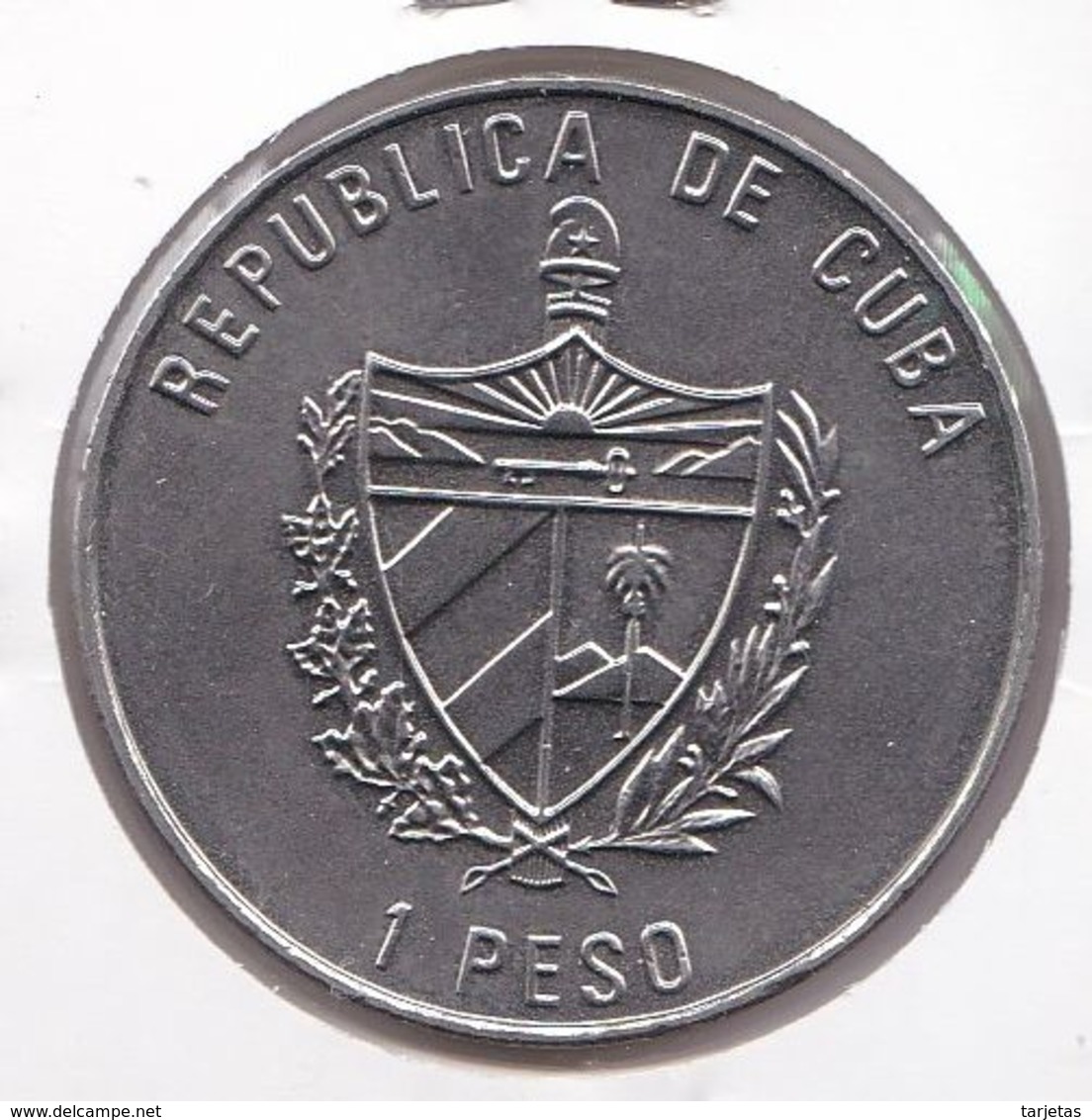 MONEDA DE CUBA DE 1 PESO DEL AÑO 1996 - 150 AÑOS FERROCARRIL SUIZO (TREN-TRAIN) - Cuba