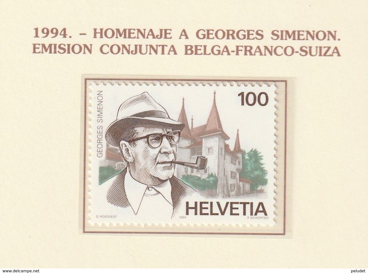 Switzerland Helvetia 1994, Simenon 1v MNH Mi 1535 - Nuovi