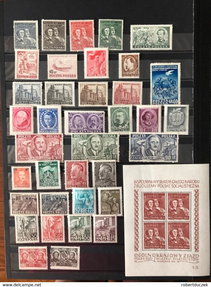 Poland 1951 Complete Year Set. 37 Mint Stamps & 1 Souvenir Sheet.  MNH** - Volledige Jaargang