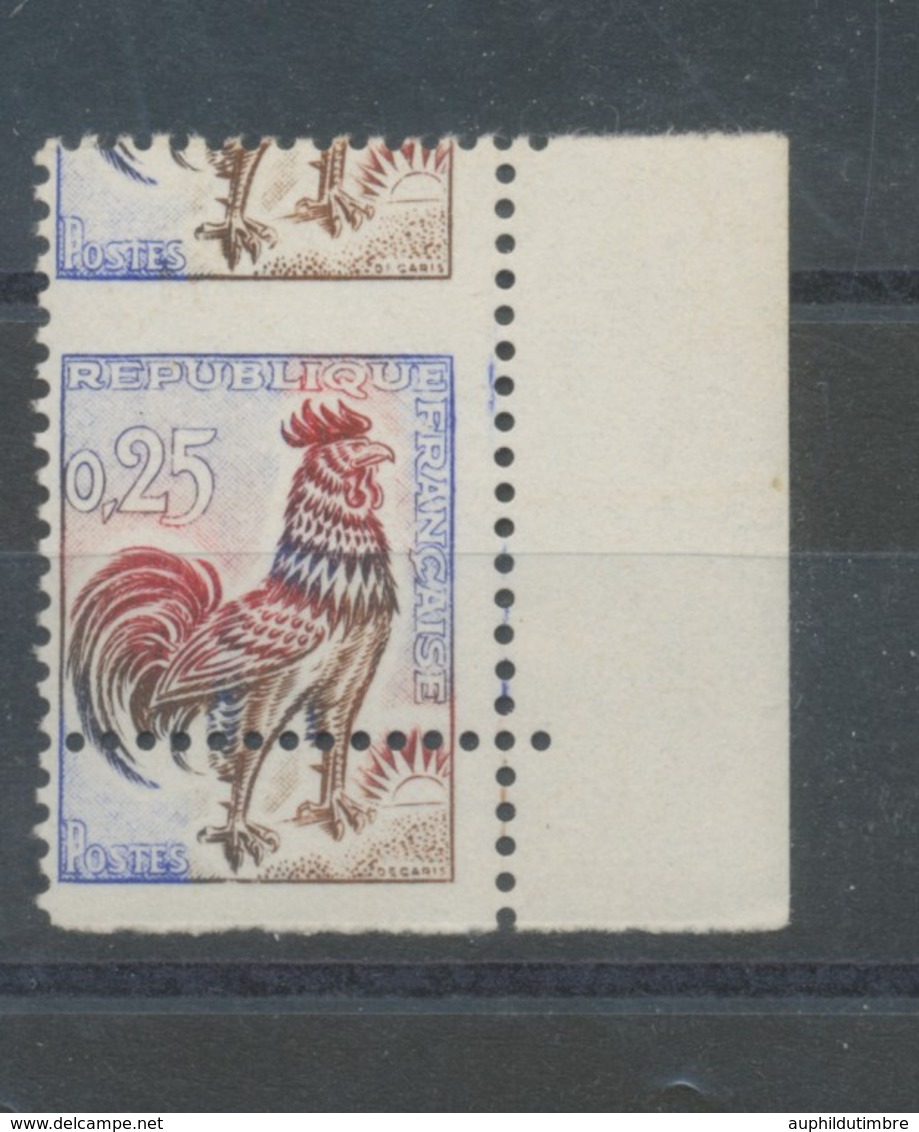 Timbre Coq N°1331 25c N** Superbe Piquage à Cheval. Signée Baudot. Superbe X1143 - Ohne Zuordnung