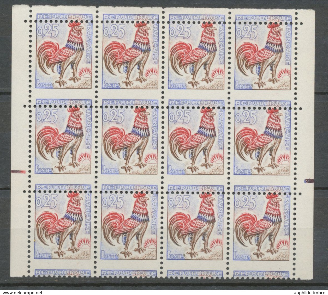 COQ N°1331, BLOC DE 12 AVEC BORDS PIQUAGE A CHEVAL, Neuf Luxe ** X1144 - Sin Clasificación