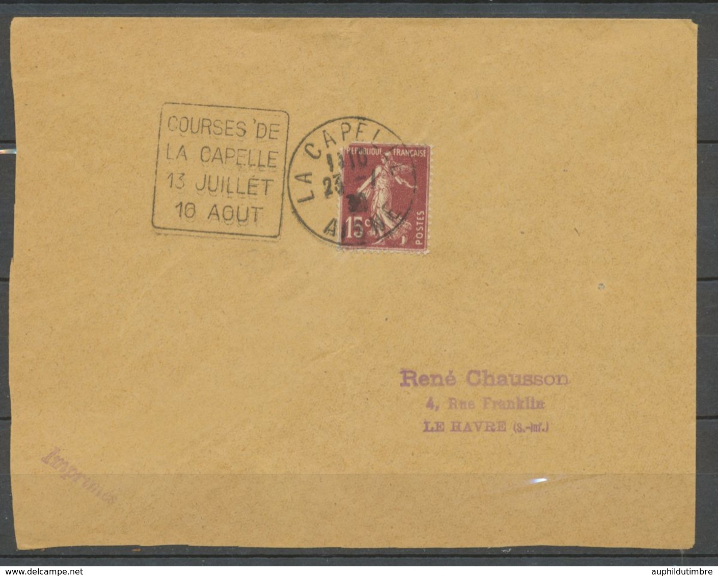 1930 DAGUIN, COURSES DE/LA CAPELLE/13 JUILLET/ 10 AOUT/ Obl. Semeuse X1178 - Krieg 1870