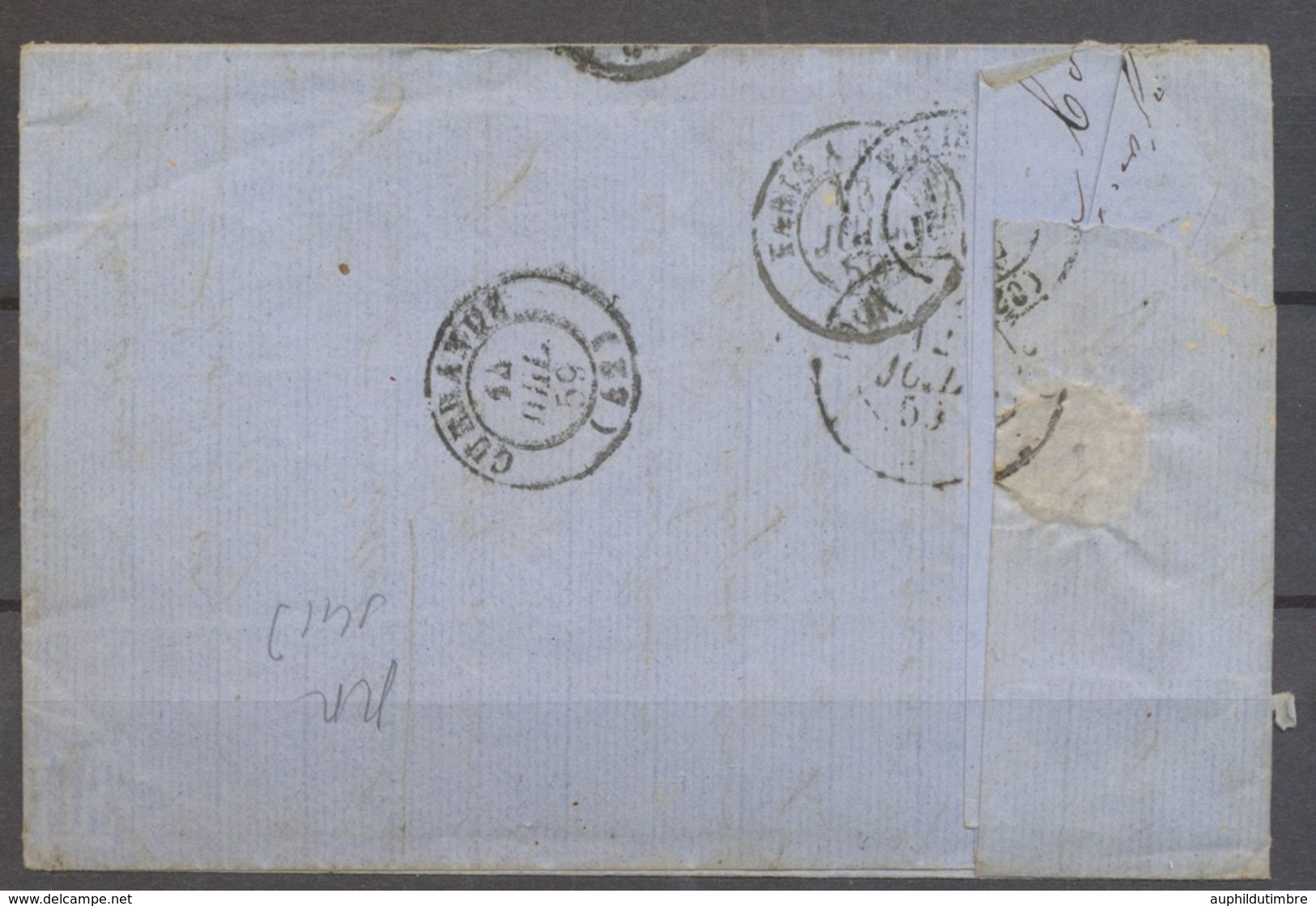 1859 Lettre Cachet Sicile-Marseille/S.E. Octogonal Bleu Entrée En France X1291 - Marques D'entrées