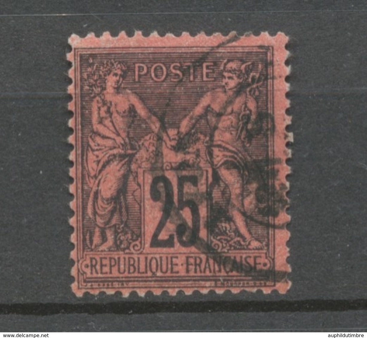 Classique Sage N°91 25c Noir Sur Rouge Type II N/U Oblitéré TB. X261 - 1876-1878 Sage (Tipo I)