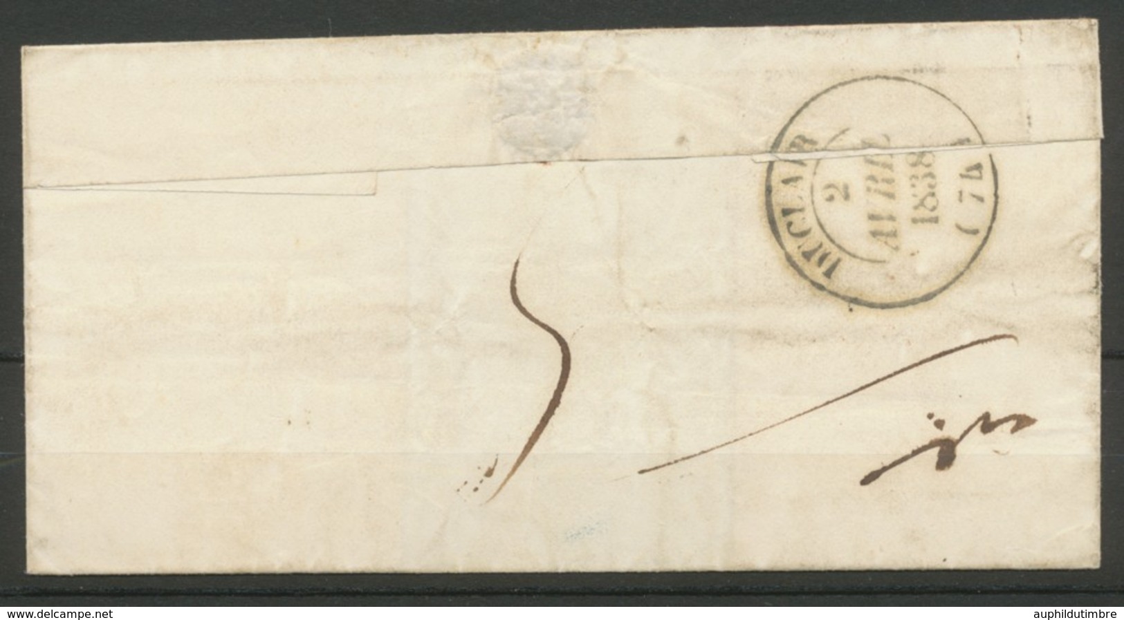 1838 Lettre PP Rouge + CAD N°4325 B. DE LA MAISON DU ROI Rouge Superbe X2662 - Lettres Civiles En Franchise