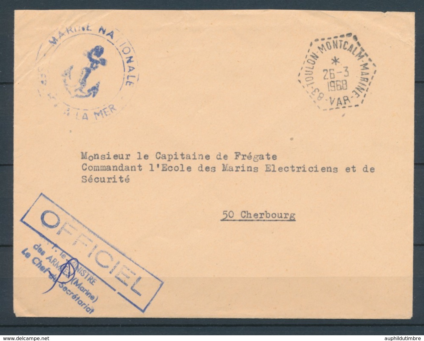 1968 Env. Cachet 83-TOULON-MONTCALM-MARINE-VAR Superbe X2772 - Maritime Post