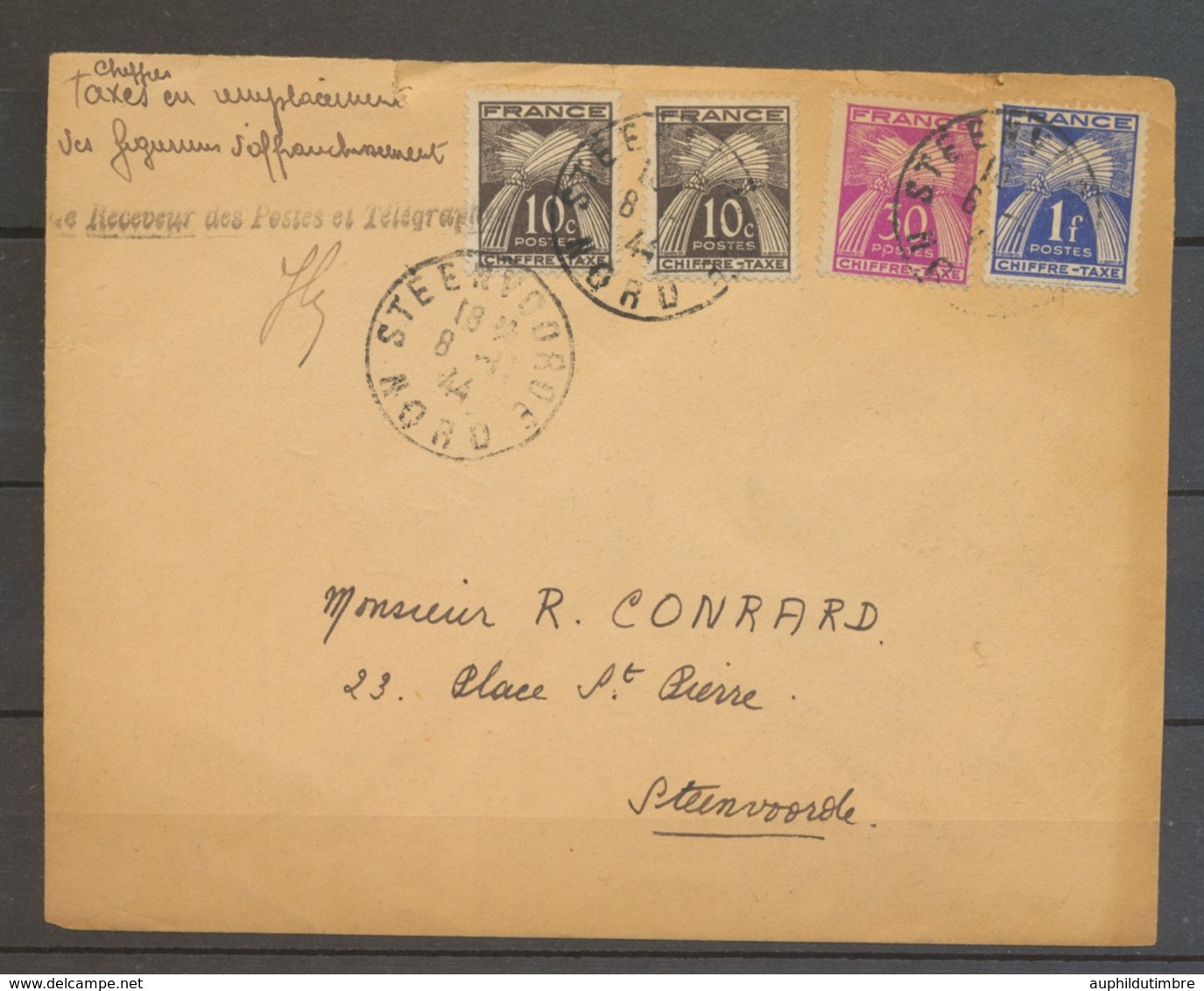 1944 Env. Affranchit Avec Timbres Taxes En Remplacement Des Figurines … X2871 - 1859-1959 Briefe & Dokumente