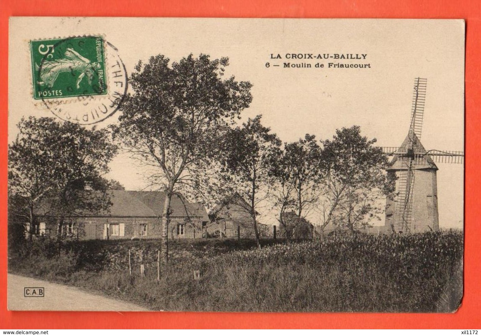 ZAR-10  Saint-Quentin-la-Motte-Croix-au-Bailly , Moulin De Friaucourt. Circulé, Cachet Frontal. - Autres & Non Classés