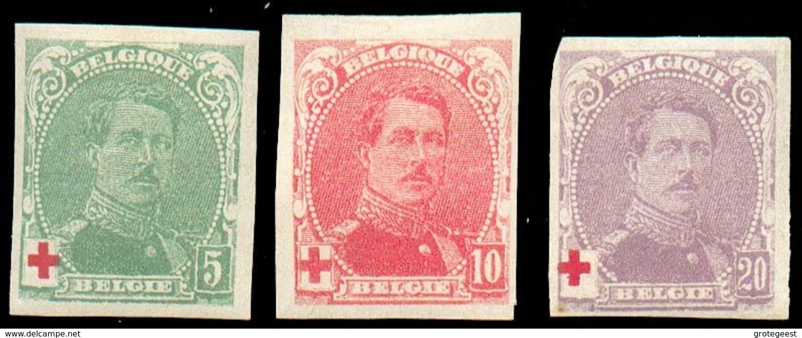 N°129/131 - Série ROI ALBERT CROIX-ROUGE NON DENTELE. COB. 100 Euros. - TB - 15765 - Sonstige & Ohne Zuordnung